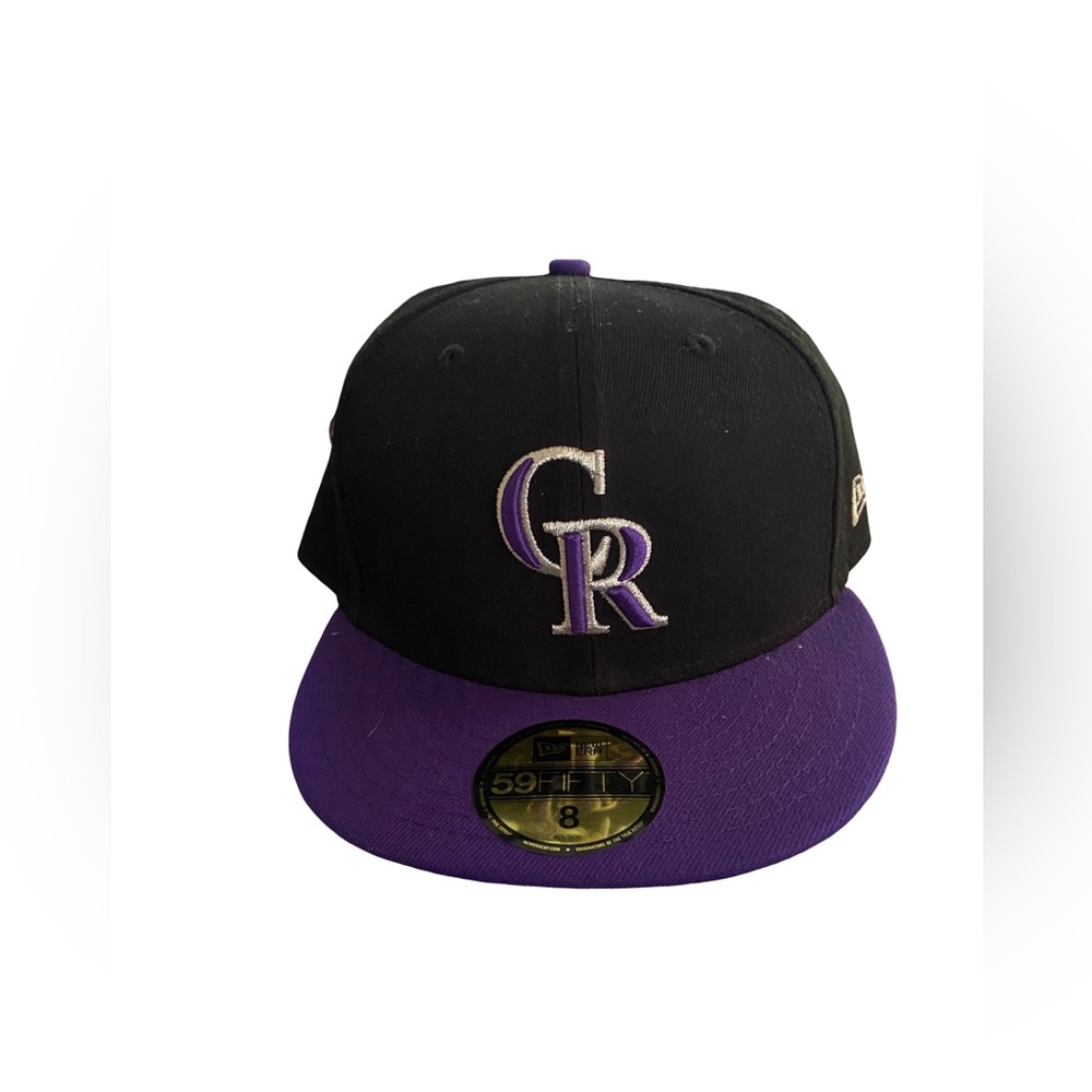 Colorado Rockies CR MLB Baseball New Era 59Fifty Black Fitted Hat Cap Size 8